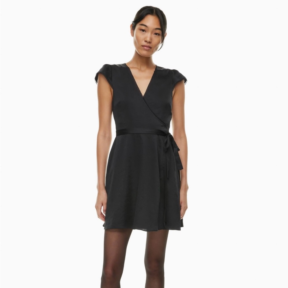 Aritzia Wilfred Mademoiselle Satin V-neck Wrap Mini Dress